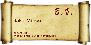 Baki Vince névjegykártya